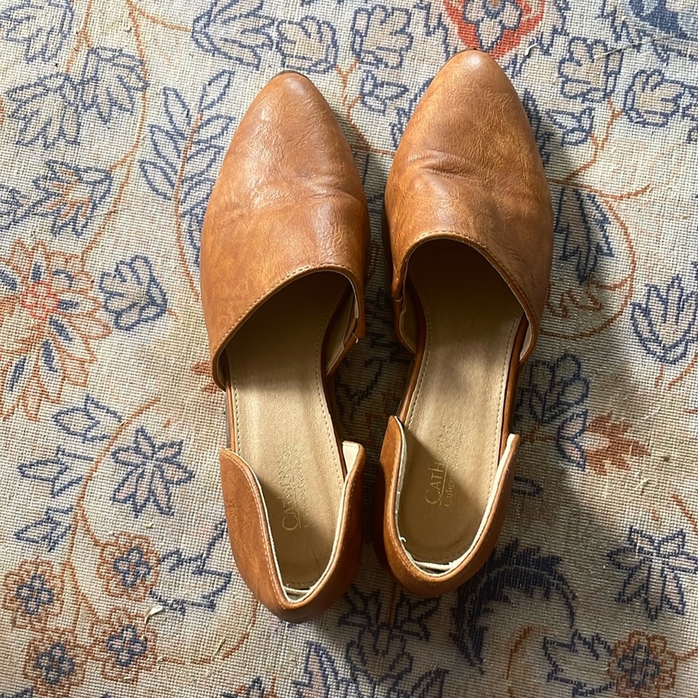Catherine Malandrino Alaney  D'Orsay Vegan Flat Brown Women's Size 8.5